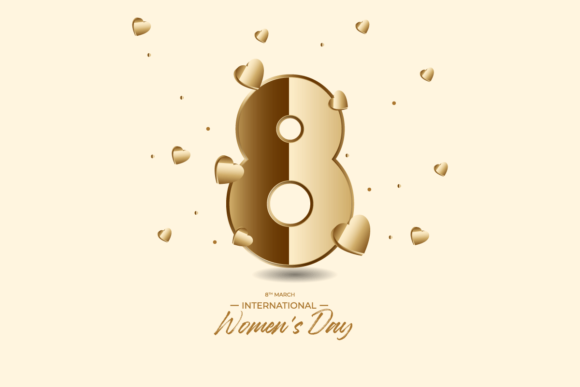 8 March Women s Day Golden Typography for Modern Graphics