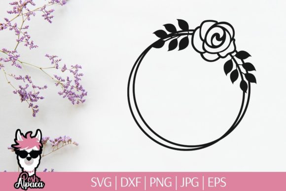 Circle with Flower, Frame Monogram: Graphics for Print Templates