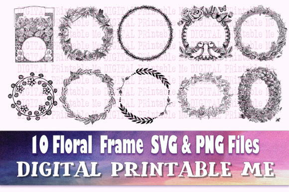 Clip Art Frames, Flower Round Border Graphics for Crafts