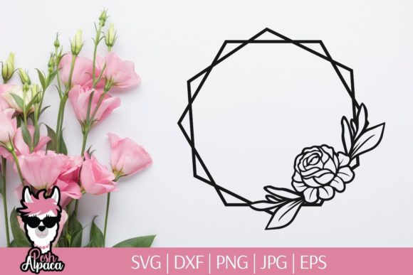 Elegant Hexagon Frame with Flowers for Graphics and Print Templates
