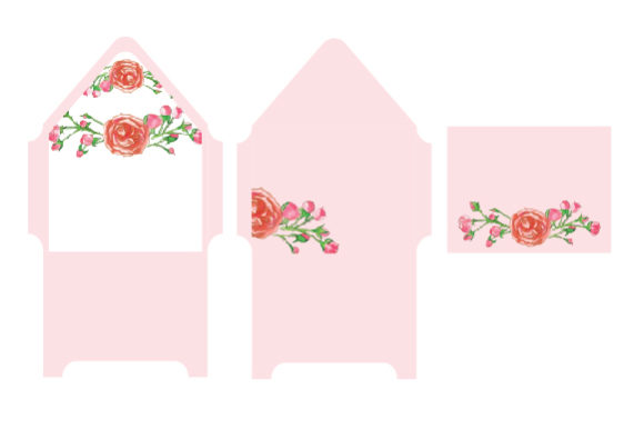Envelope and Matching Card with Floral Design for Crafts