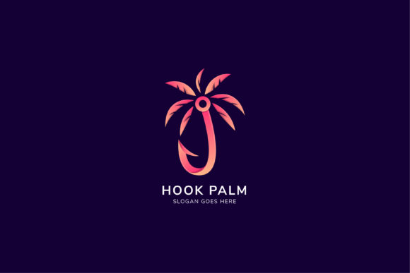 Fishing Hook Palm Logo Graphics for Logos and Crafts