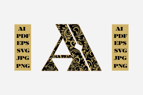 Floral Alphabet Gold Letter - a Graphics for Crafts and Content