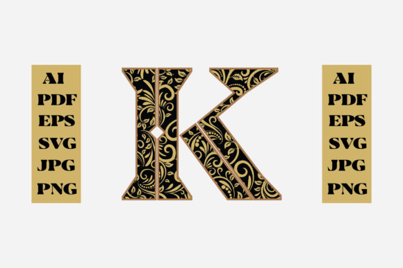Floral Alphabet Gold Letter - K Graphics and Crafts Review