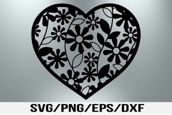 Floral Heart Frame Paper Cut Template Graphics Review