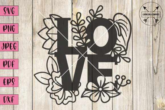 Floral Love Clipart Graphics for Crafts