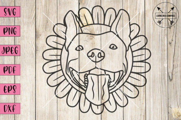 Floral Pitbull Clipart Graphics for Crafts and Content