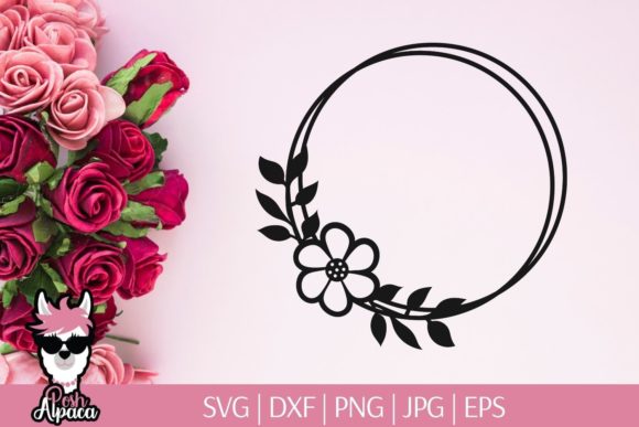 Flower Circle Double Frame Monogram Graphics and Print Templates