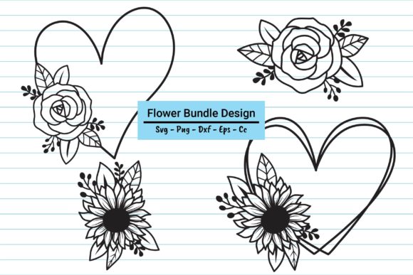 Flower Svg Bundle Flower Heart Frame Svg Graphics and Print Templates