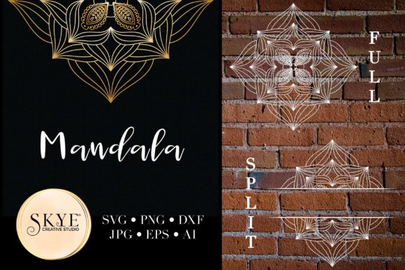 Mandala Bundle Split Mandala Half 56 for Graphics and Crafts