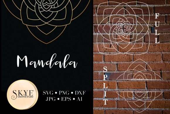 Mandala Bundle Split Mandala Half 76 for Graphics and Crafts