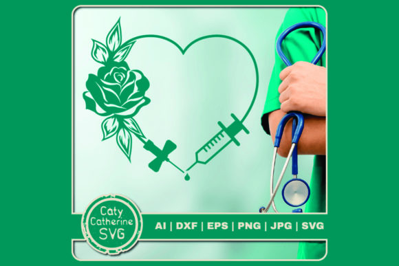 Phlebotomist Love Heart Needle Graphics for Crafts