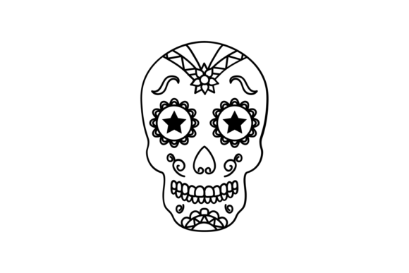 Sugar Skull Floral and Stars Graphics for Crafts