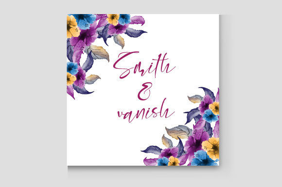 Watercolor Floral Wedding Card Graphics and Print Templates